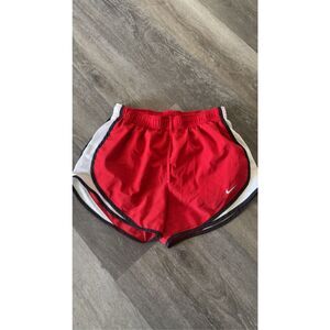 Nike dry fit red white athletic shorts
